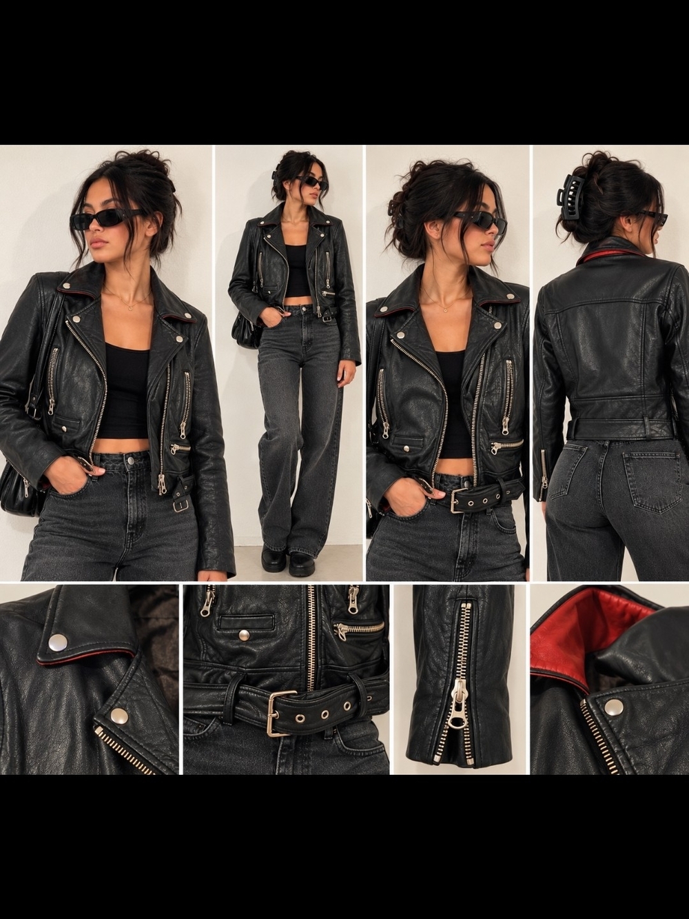 Nasty Gal genuine 100% leather moto jacket in size XS.